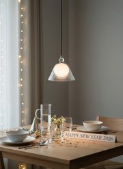 Suspension Sunset – Abat-jour en verre strié avec technique chromée – AFTERGLOW L1